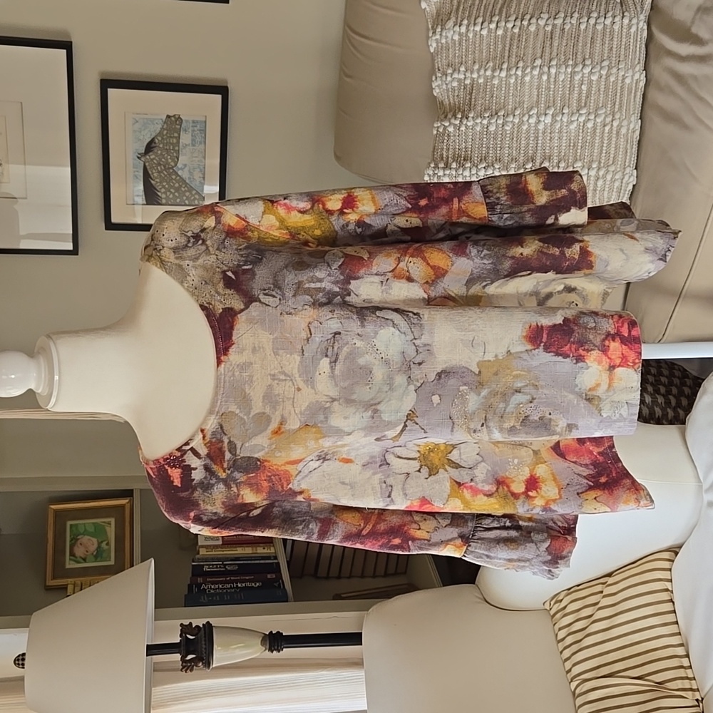 EUC Bryn Walker Multi Color Linen Top Size XL